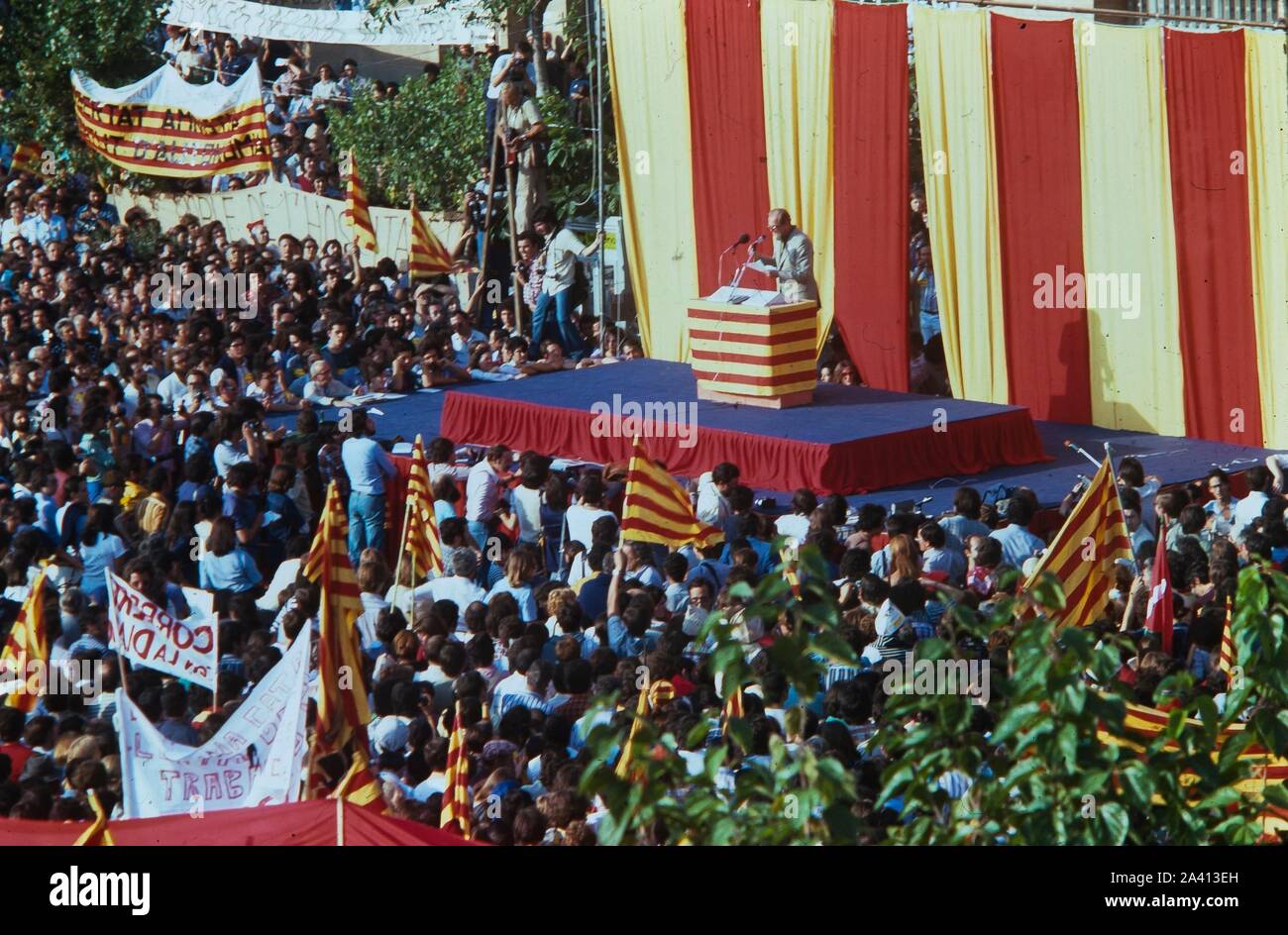 11 septembre 1976 Démonstration, Sant Boi de Llobregat, Barcelone. Jordi Carbonell. Banque D'Images