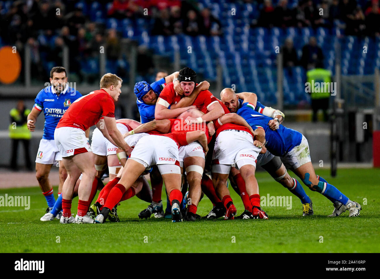 Dean budd durante le maul pendant six Nations de Rugby 2019 Guinness - Italie contre Galles, Rome, Italie, 08 juin 2019, l'Équipe Nationale Italienne de Rugby Rugby Banque D'Images