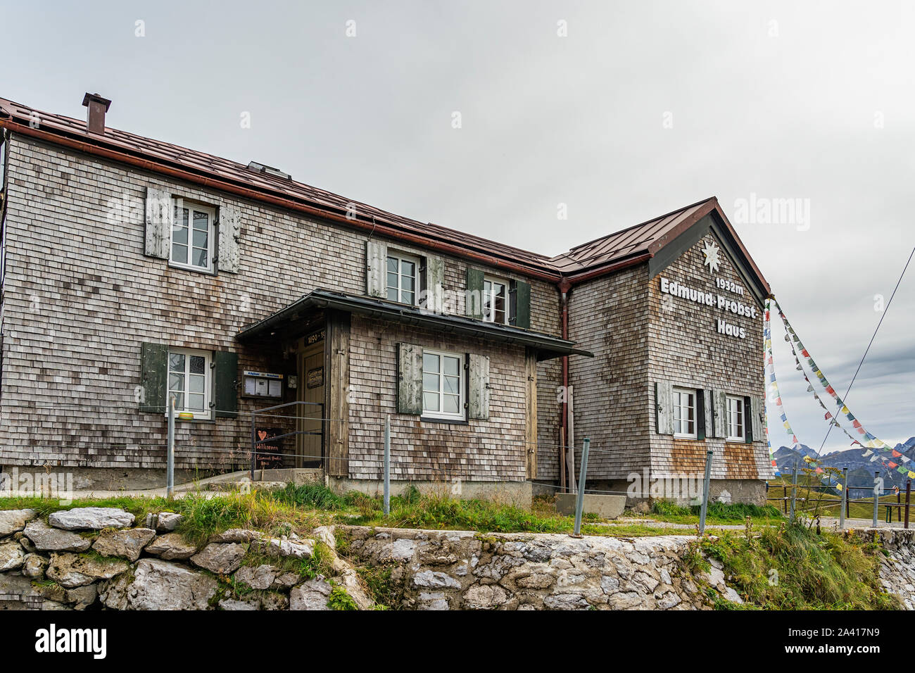 Oberstdorf - Vue d'Edmund-Probst-Chambre le mont Nebelhorn, le 25 mai 1890, le Club alpin allemand et autrichien ont inauguré, Bavière, Allemagne, 24 Banque D'Images