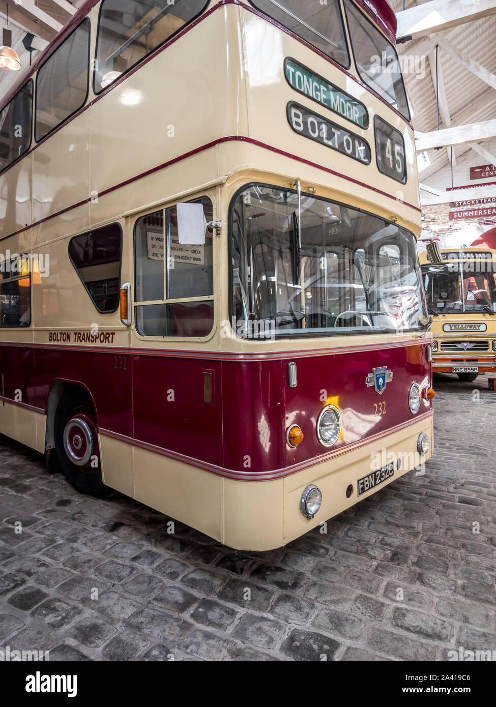 Autobus à deux étages de Bolton, à Bury Société de Transport musée des transports à Central Lancashire Banque D'Images