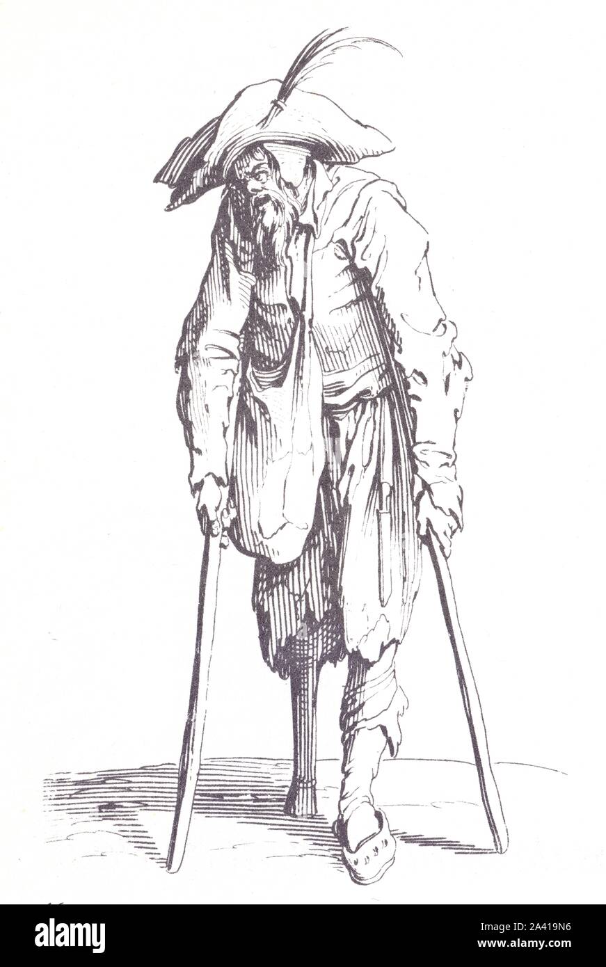 Jacques Callot. Les gueux, le mendiant à la jambe de bois Banque D'Images