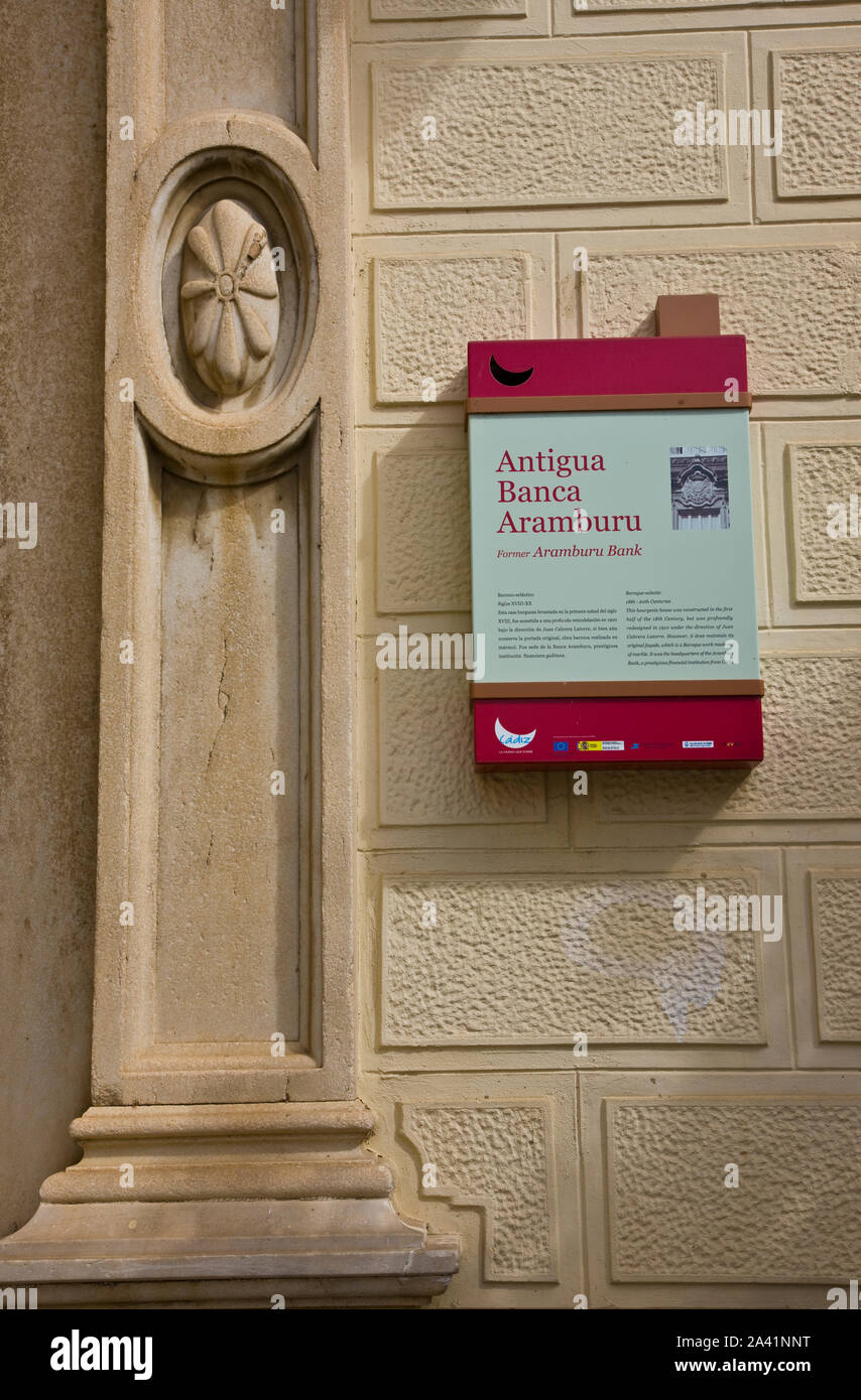 Casa burguesa Antigua Banca Aramburu. Ciudad de Cadiz. L'Andalousie. España  Photo Stock - Alamy