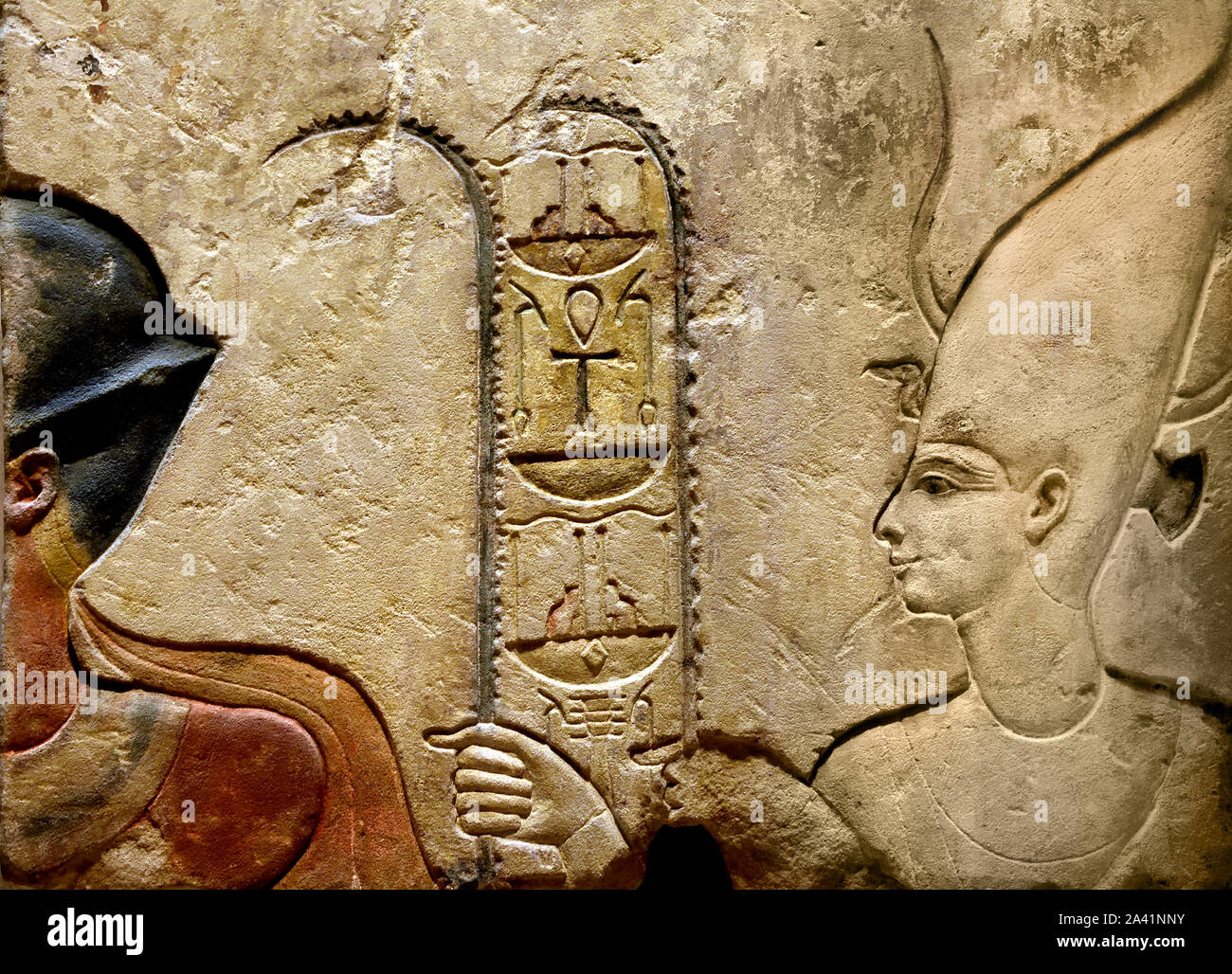 Déesse Satet Bas-reliefs du temple de la déesse Satet à Éléphantine règne d'Hatchepsout et de Thoutmosis III, 18ème dynastie, Assouan Éléphantine. L'Égypte, l'Égyptien. Banque D'Images