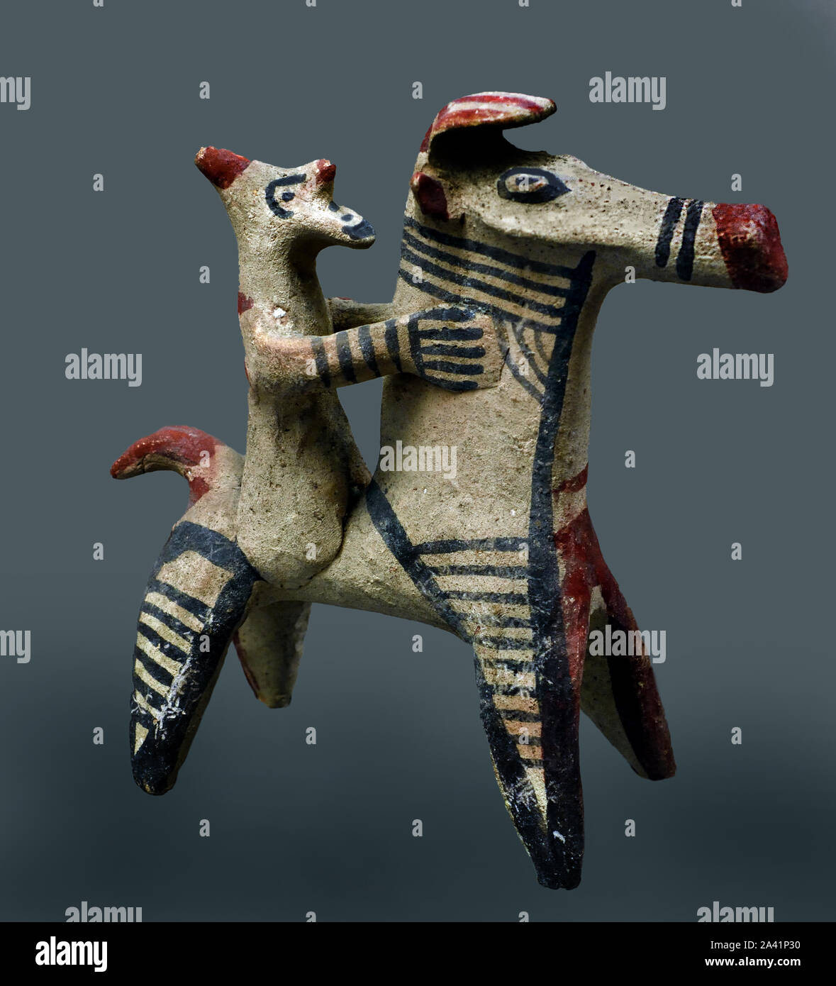 Cavalier Jockey 8ème siècle BC ( Cypro-Archaic Cypro-Classical et périodes (ch. 750-300 av. J.-C.) 8e - 5e siècle avant J.-C. se caractérise par l'instabilité due à de fréquentes interventions étrangères et de domination de Chypre.) Banque D'Images