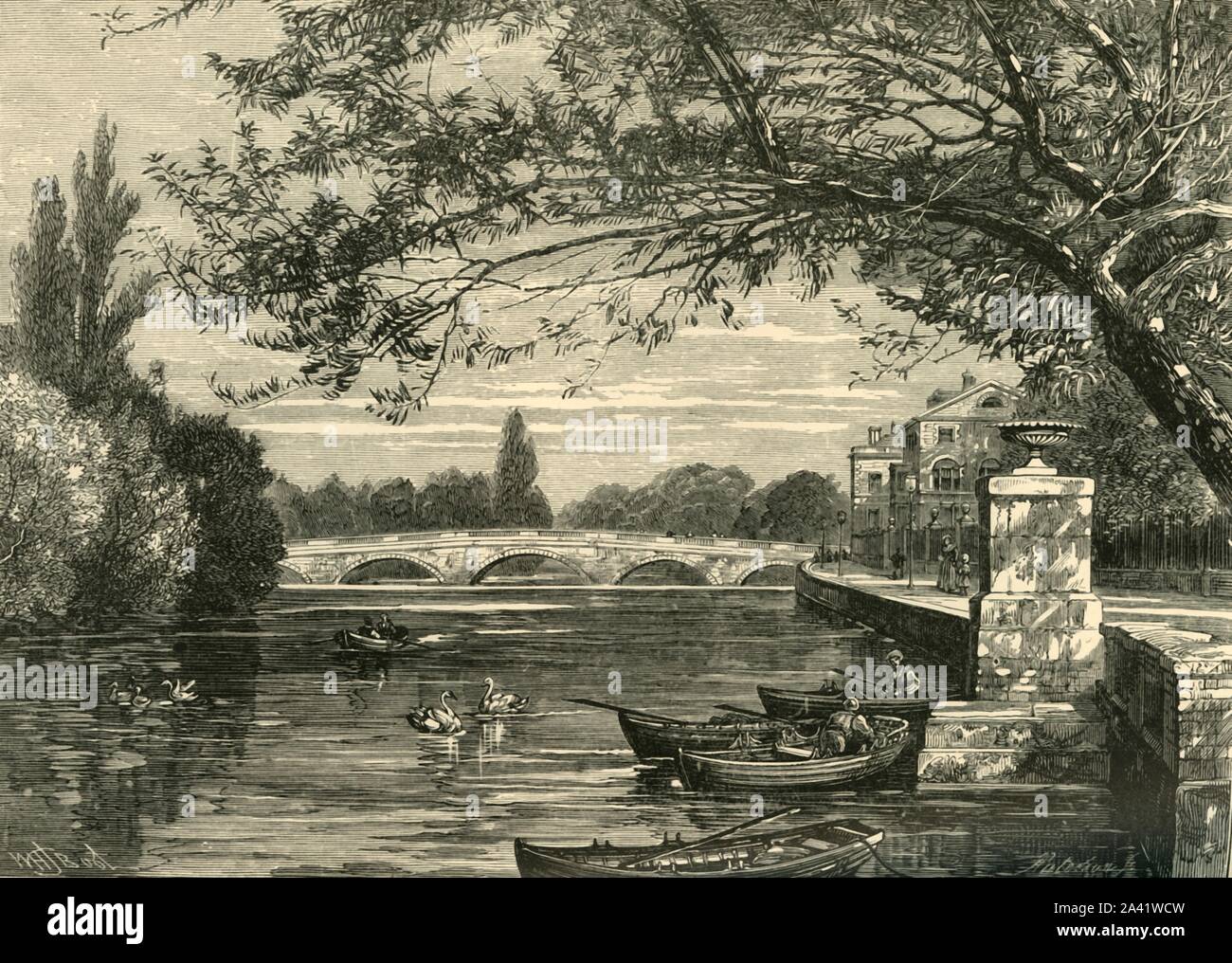 'Pont sur l'Ouse, Bedford', 1898. Pont médiéval de Bedford a été démoli en 1811 et remplacé par un pont conçu par l'aile de John et ouvert en 1835, restauré en pierre de Portland. À partir de "notre propre pays, Volume II". [Cassell et Company, Limited, Londres, Paris &AMP ; Melbourne, 1898] Banque D'Images