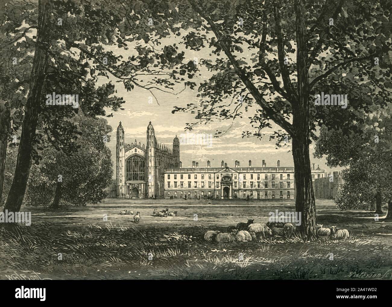 'King's College à partir de "le dos"', 1898. Le dos est une zone où plusieurs collèges de l'Université de Cambridge sur la rivière Cam, Kings College a été créé en 1829 par le roi George IV et Arthur Wellesley. À partir de "notre propre pays, Volume II". [Cassell et Company, Limited, Londres, Paris &AMP ; Melbourne, 1898] Banque D'Images