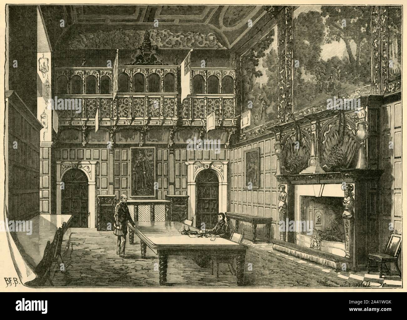 'L'Dining-Hall, Hatfield', 1898. Hatfield House Construit en 1611 par Robert Cecil, comte de Salisbury et ministre principal du roi James I de "notre propre pays, Volume II". [Cassell et Company, Limited, Londres, Paris &AMP ; Melbourne, 1898] Banque D'Images