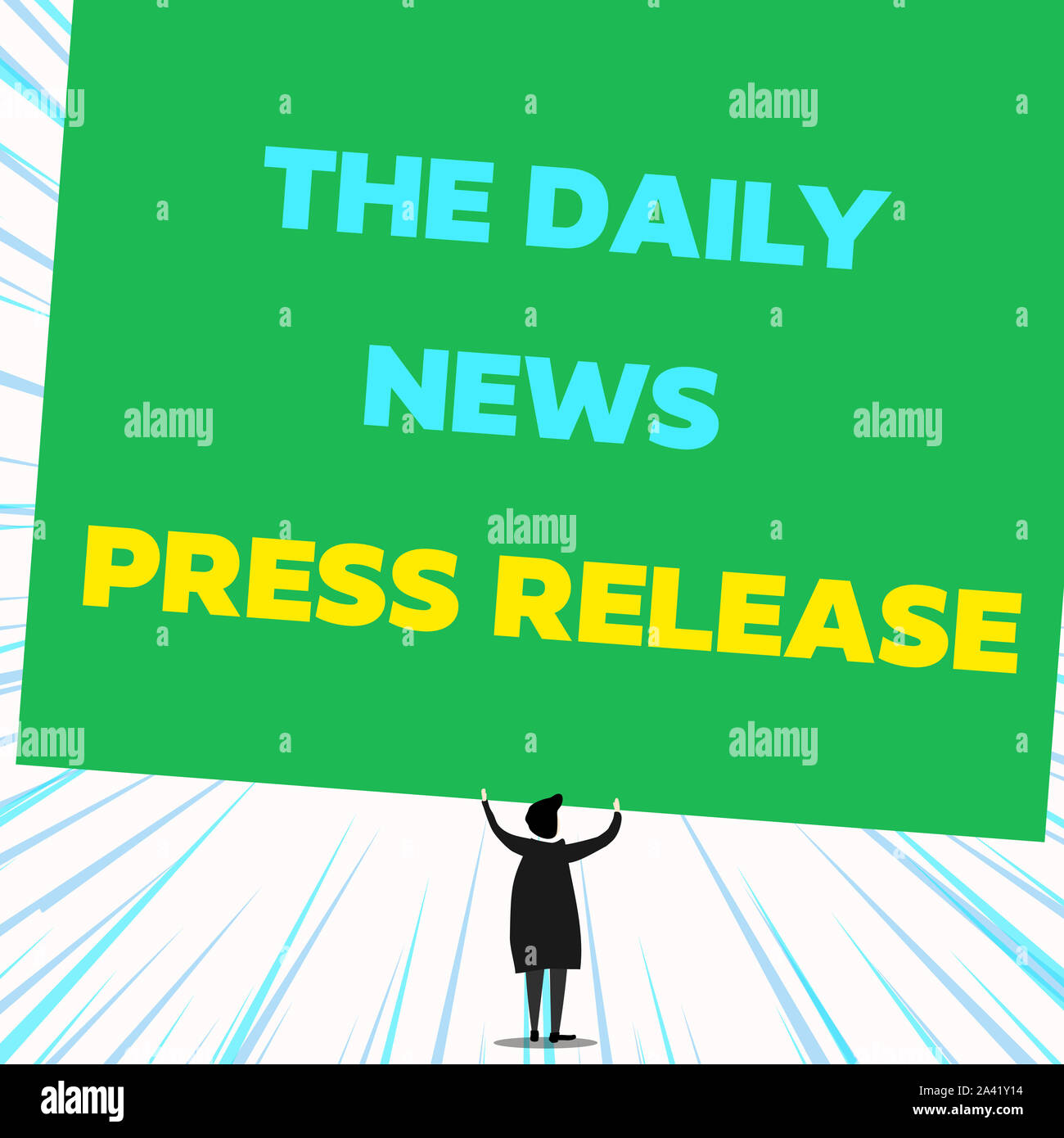Texte de l'écriture écrit le Daily News Communiqué de presse. Photo conceptuelle annonçant grande nouvelle ou parler à vue arrière montrant l'article cheveux courts femme dr Banque D'Images