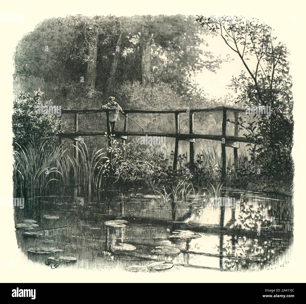 'Près de Godalming', c1870. Godalming devint une résidence populaire pour les navetteurs comme il était connecté à Londres par chemin de fer en 1849 et à Portsmouth en 1859. À partir de "l'Europe pittoresque - Les îles Britanniques, Tome I". [Cassell, Petter &AMP ; Galpin, Londres, c1870] Banque D'Images