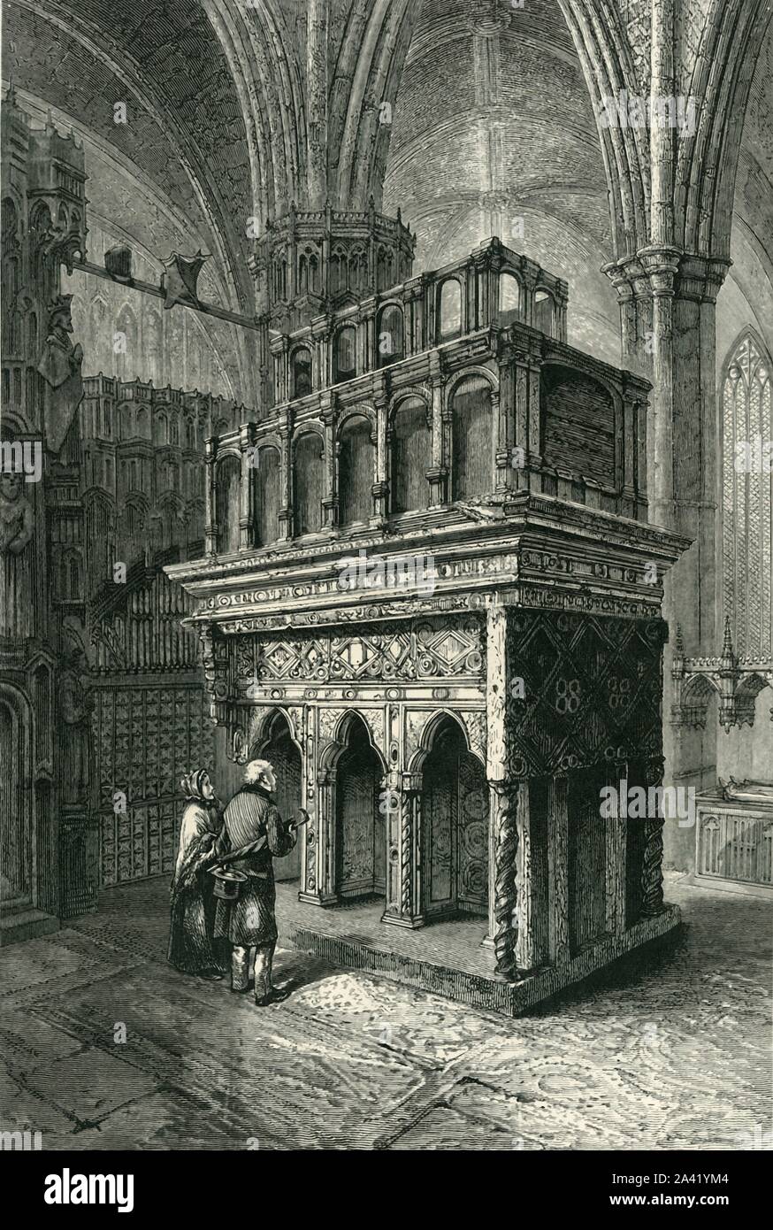 "Édouard le Confesseur du sanctuaire. L'Abbaye de Westminster", c1870. Le culte d'Édouard le Confesseur, le saint patron des mariages difficiles, dans l'abbaye de Westminster reste a été dans la chapelle où il a été proposé le 13 octobre 1269 par Henry III. À partir de "l'Europe pittoresque - Les îles Britanniques, Tome I". [Cassell, Petter &AMP ; Galpin, Londres, c1870] Banque D'Images