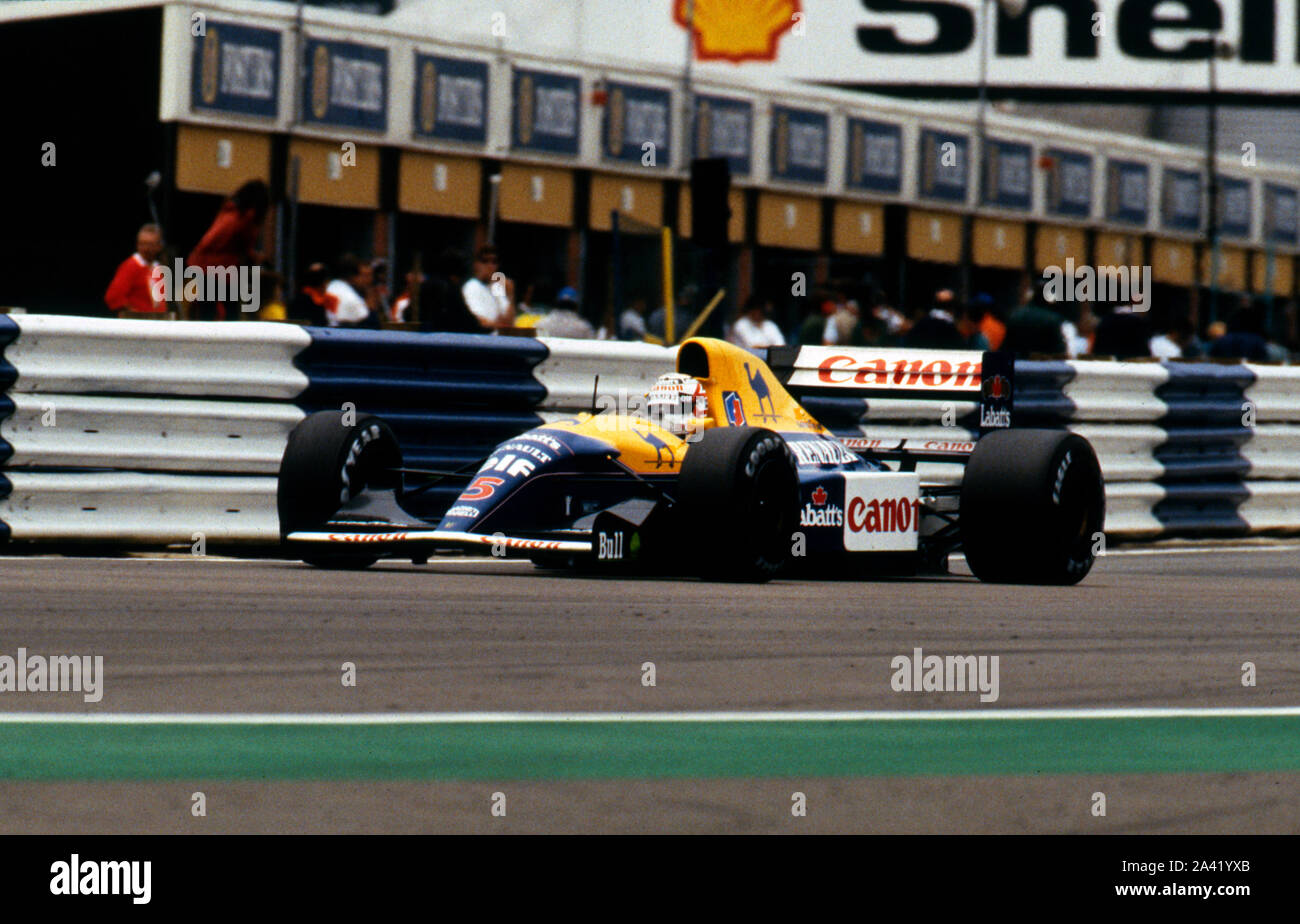Williams FW14B Renault Nigel Mansell, 1992 Grand Prix de Grande-Bretagne, Silverstone. Banque D'Images