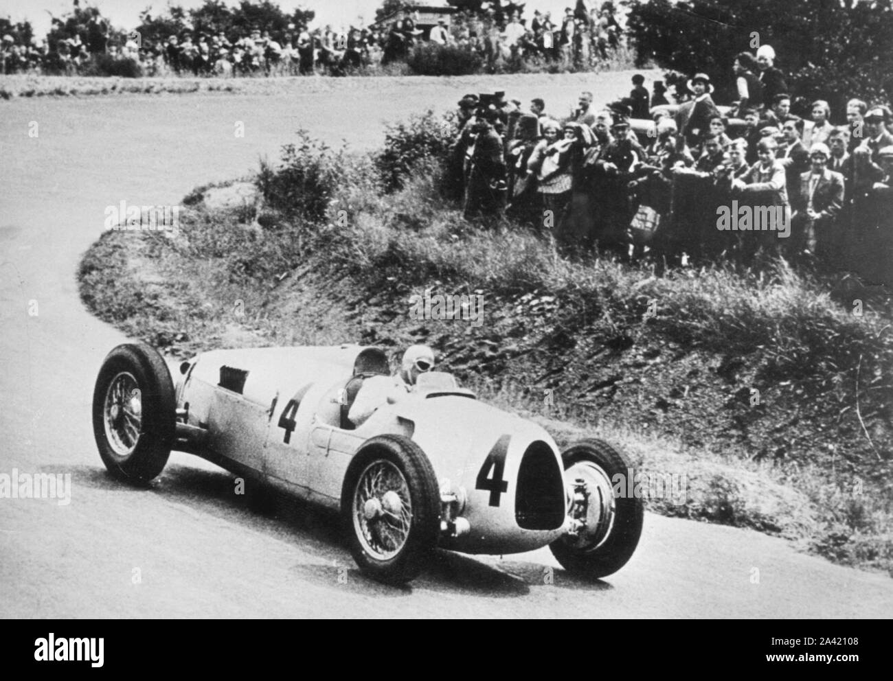 1936 Auto Union type C, Rosemeyer au Grand Prix d'Allemagne. Banque D'Images