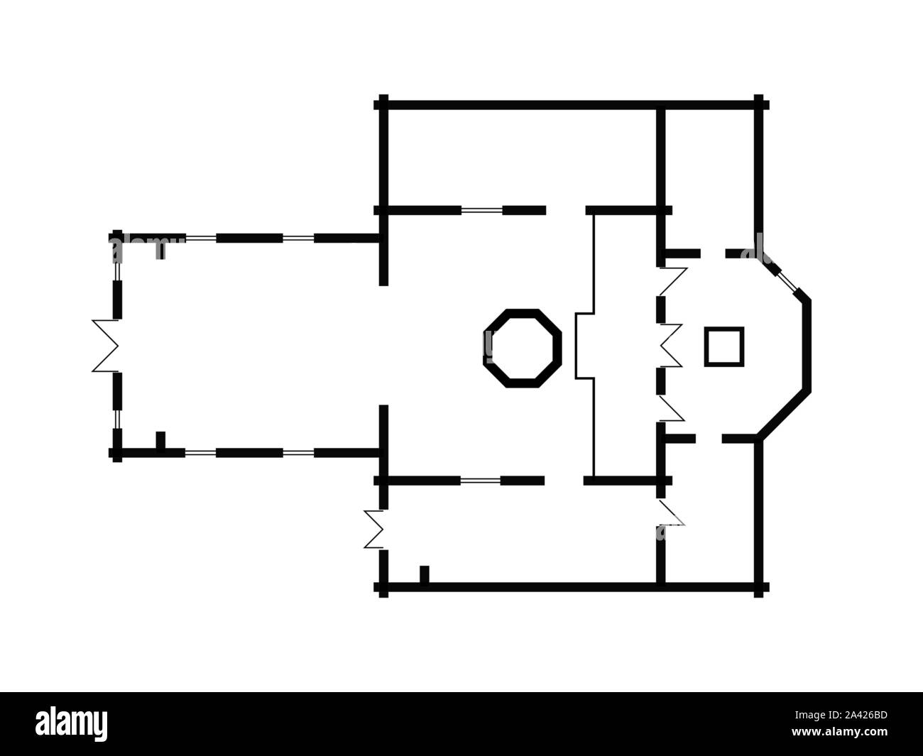 Plan d'architecture de l'Église chrétienne orthodoxe. Monastère orthodoxe médiévale, la construction design. Illustration de Vecteur
