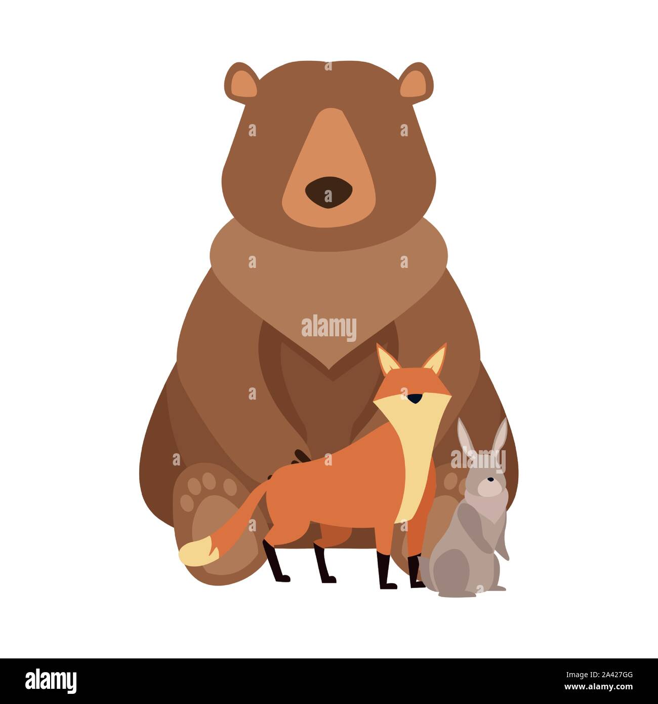 Cartoon ours sauvage et les animaux design Illustration de Vecteur