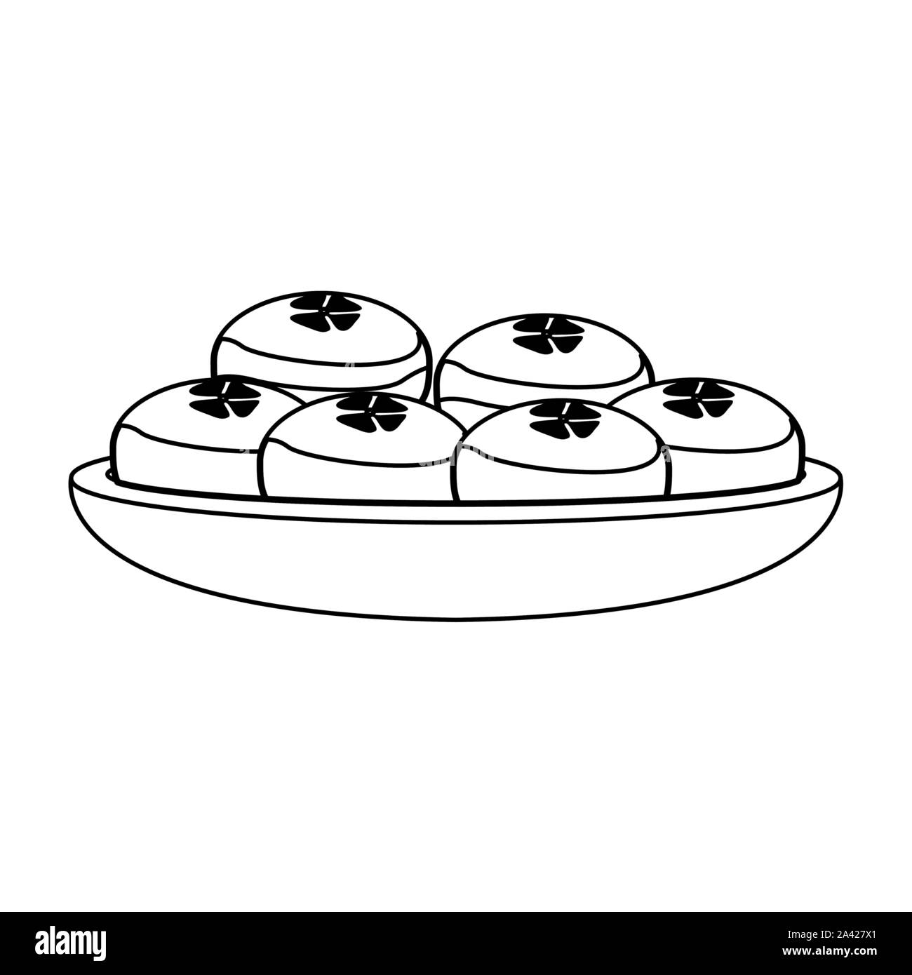 Bol avec gâteaux, modèle plat Illustration de Vecteur
