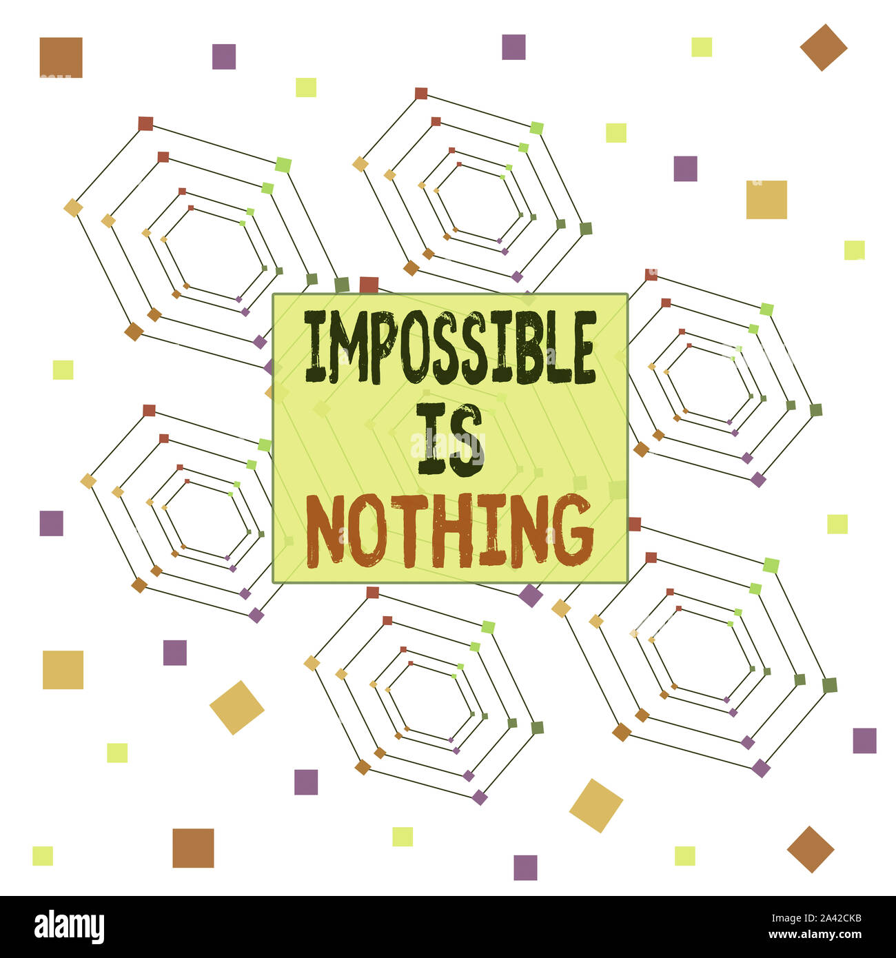 Signe texte montrant Impossible n'est rien. Photo d'entreprise présentant tout est possible que le domaine du possible centré concentrique hexagonale P Banque D'Images