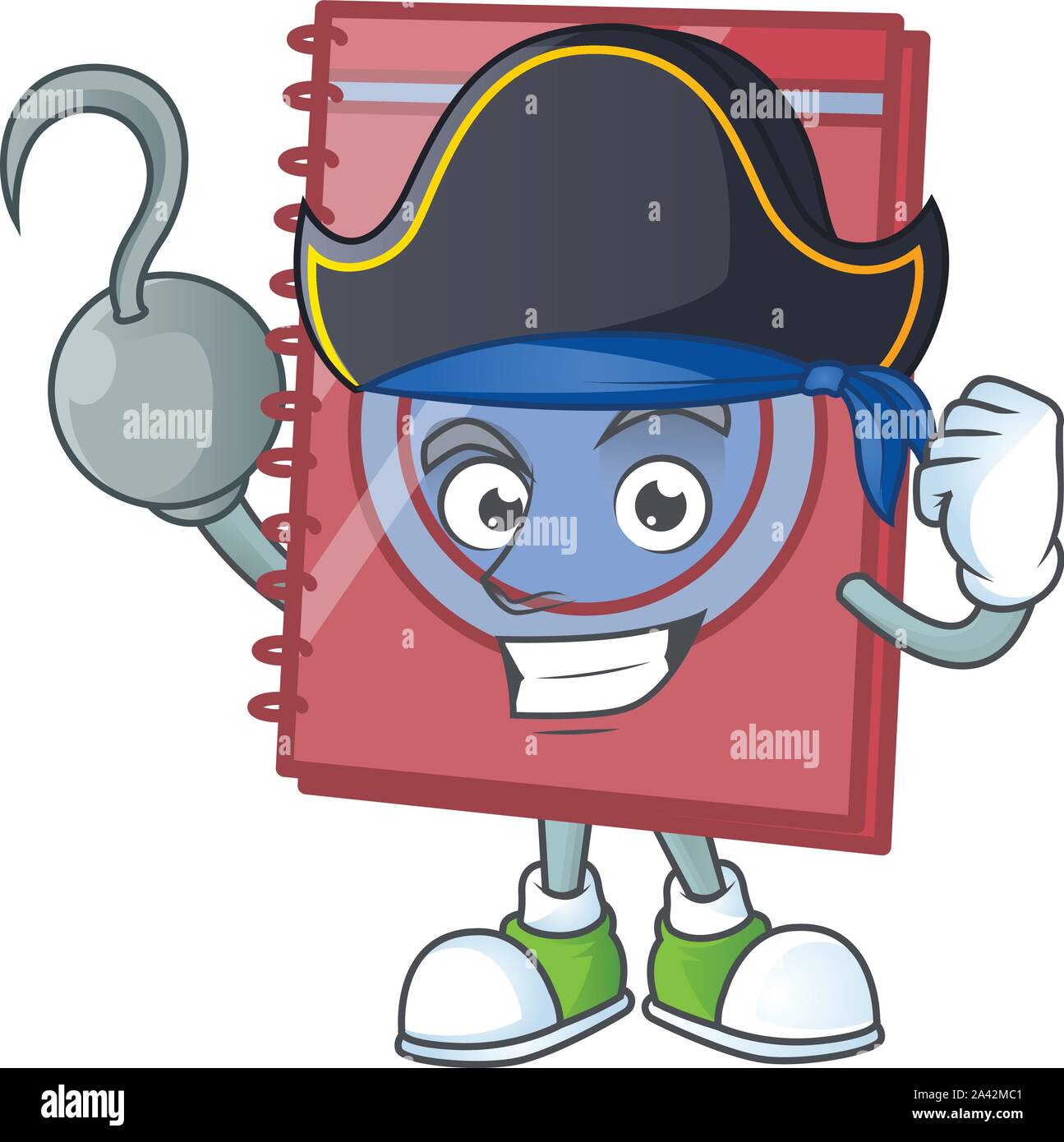 Red Pirate livre fermé de caractère mascot Illustration de Vecteur