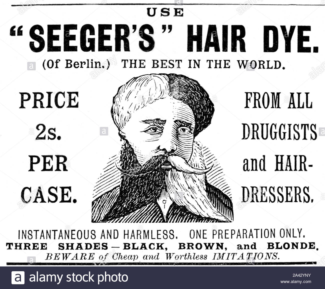 Ère victorienne, Seeger's Hair Dye, vintage advertising à partir de 1897 Banque D'Images