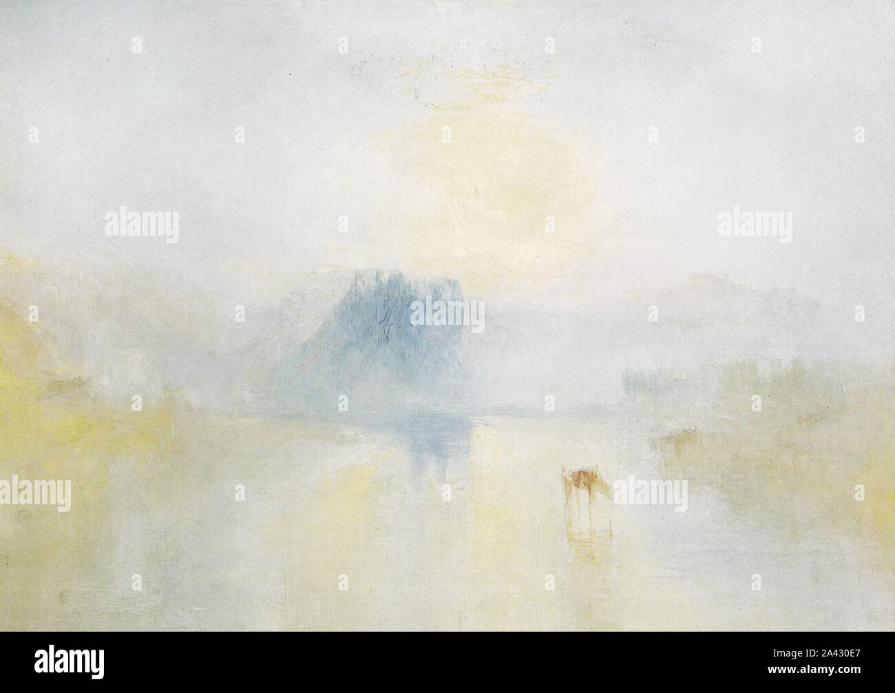 Carte postale de 'Norham Castle Sunrise' 1845 par JMW Turner -Royal Academy of Arts. Banque D'Images