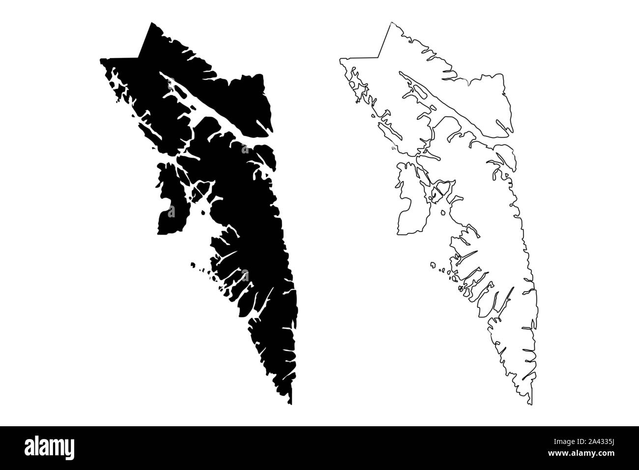 Ville et quartier de Sitka, en Alaska (quartiers et secteurs de recensement en Alaska, États-Unis d'Amérique,USA, États-Unis, US) map vector illustration, scribble sket Illustration de Vecteur