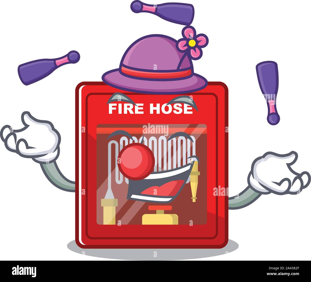 Jonglant avec le tuyau d'incendie sur la caricature du cabinet Illustration de Vecteur