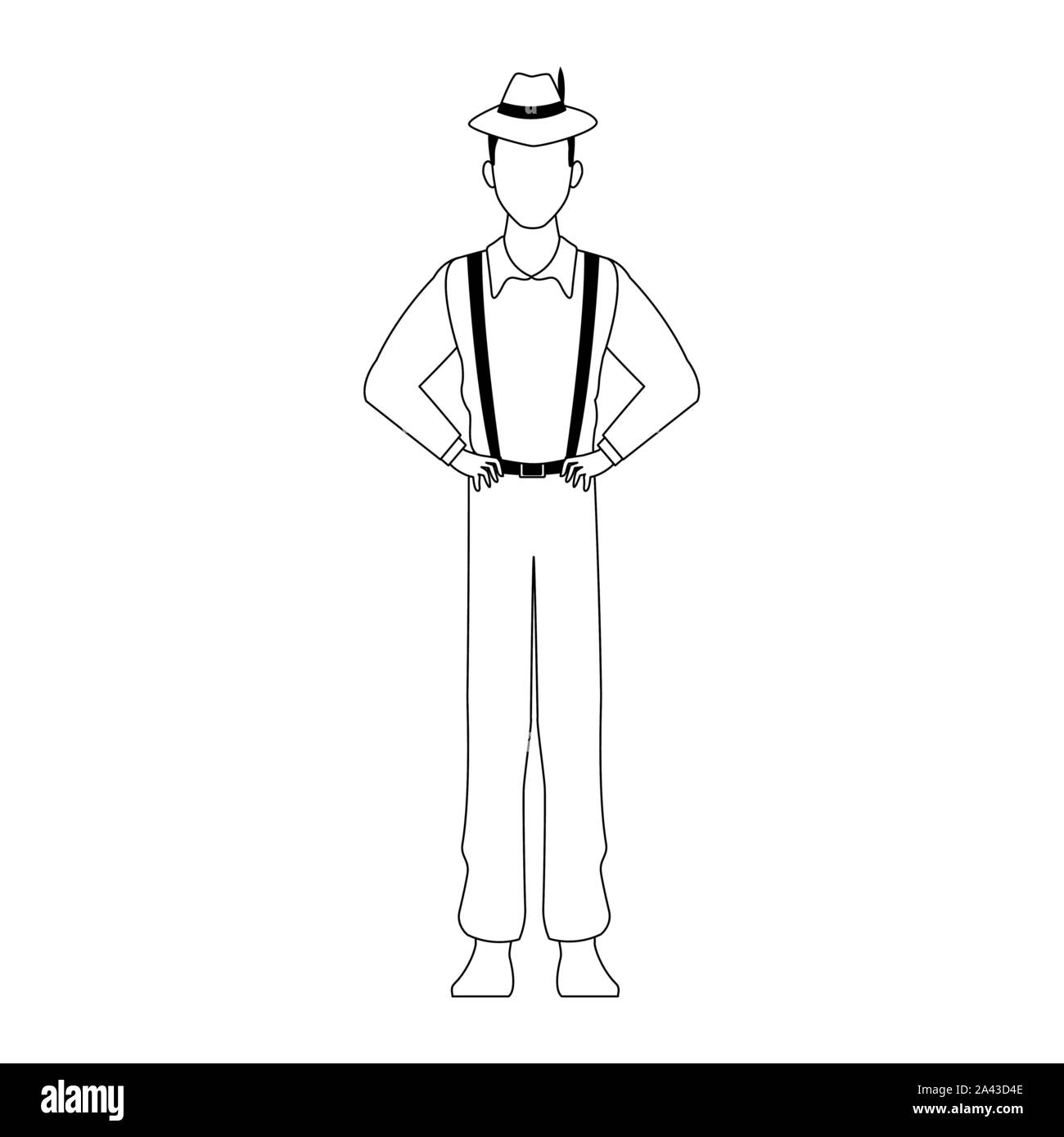 L'homme dessin animé avec bretelles, modèle plat Image Vectorielle Stock -  Alamy