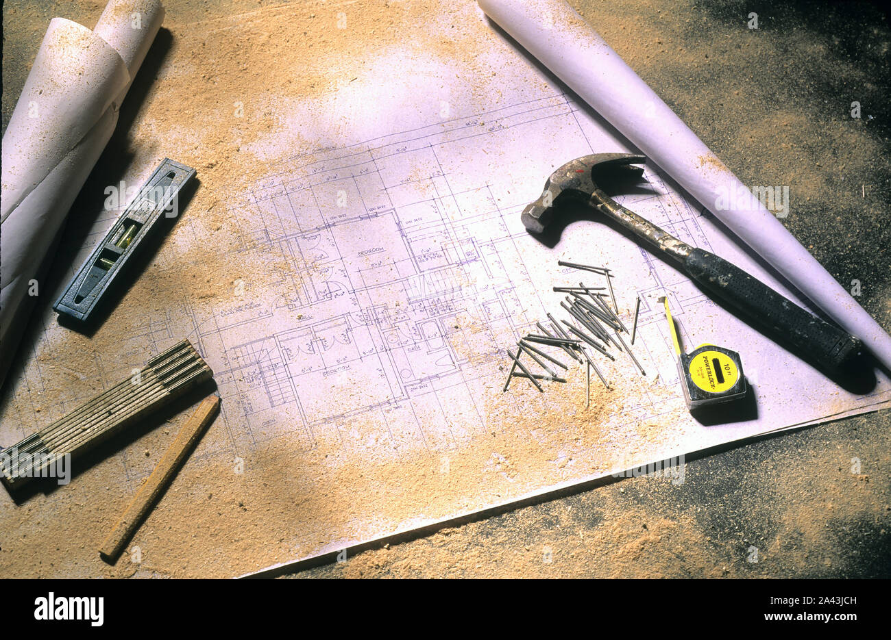 Plans de bâtiment et des outils Banque D'Images