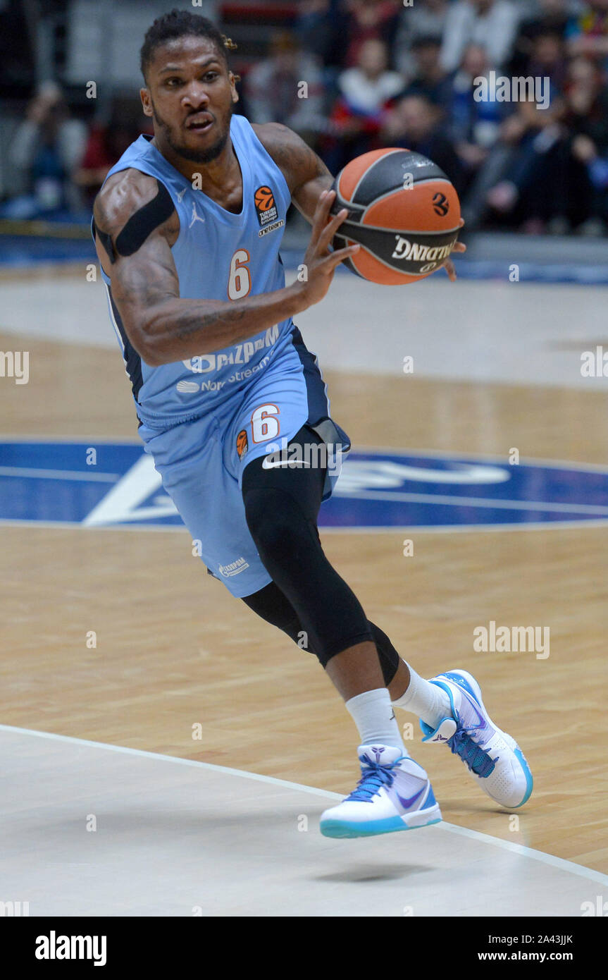 Saint-pétersbourg, Russie. Oct 11, 2019. La Russie, Saint-Pétersbourg, le 11 octobre 2019. Le joueur de BC Zenit Andrew Albisi dans le match de basketball Euroleague 2019/2020 entre BC Zenit (St. Petersburg, Russie) et le FC Barcelone Crédit : Andrey Pronin/ZUMA/Alamy Fil Live News Banque D'Images