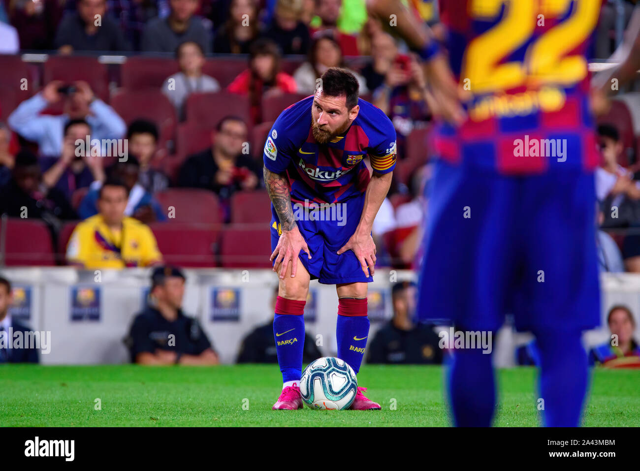 Barcelone - 6 OCT : Lionel Messi joue au match de la Liga entre le FC Barcelone et le FC Séville au Camp Nou le 6 octobre 2019 à Barcelone Banque D'Images