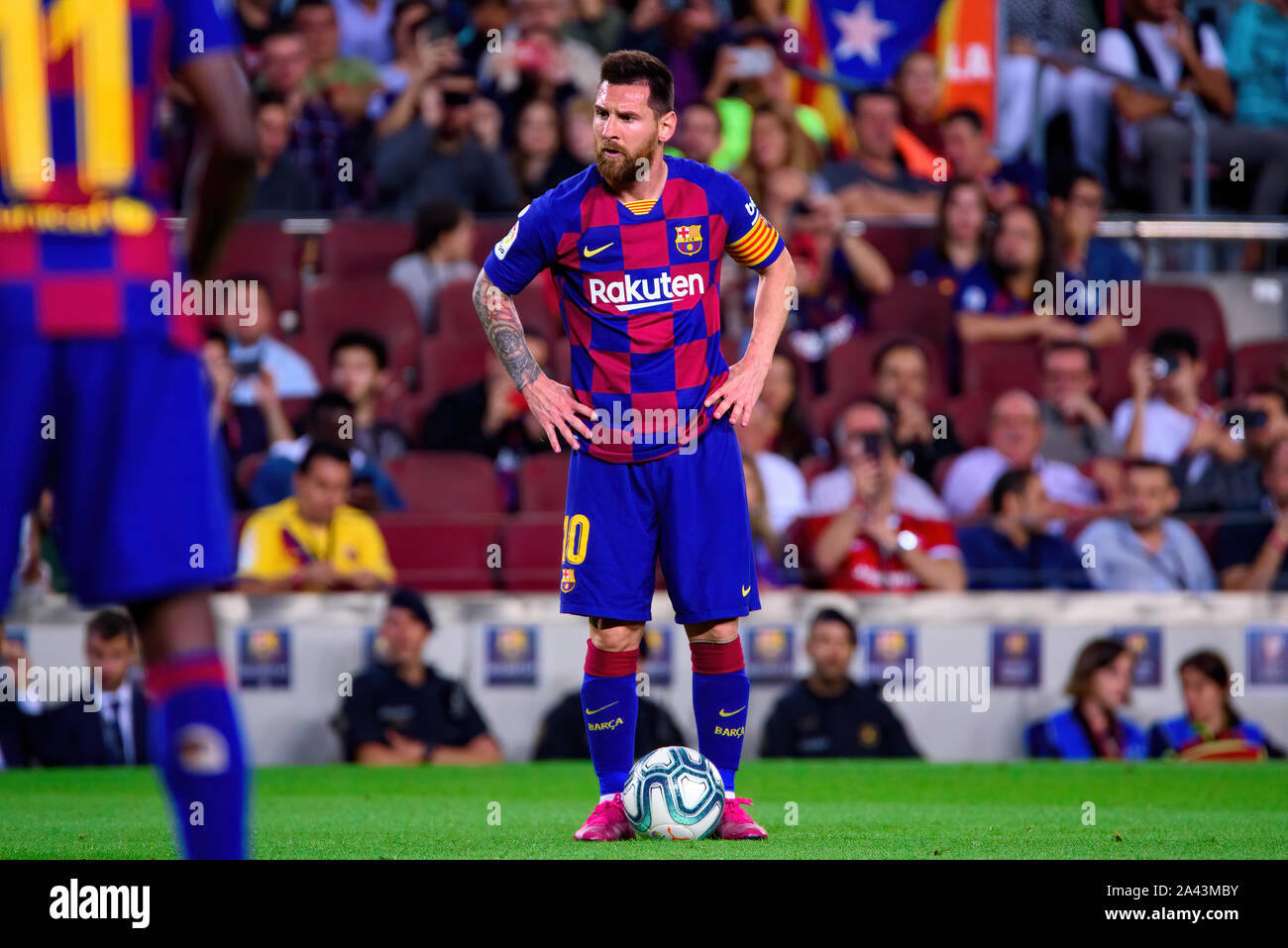 Barcelone - 6 OCT : Lionel Messi joue au match de la Liga entre le FC Barcelone et le FC Séville au Camp Nou le 6 octobre 2019 à Barcelone Banque D'Images