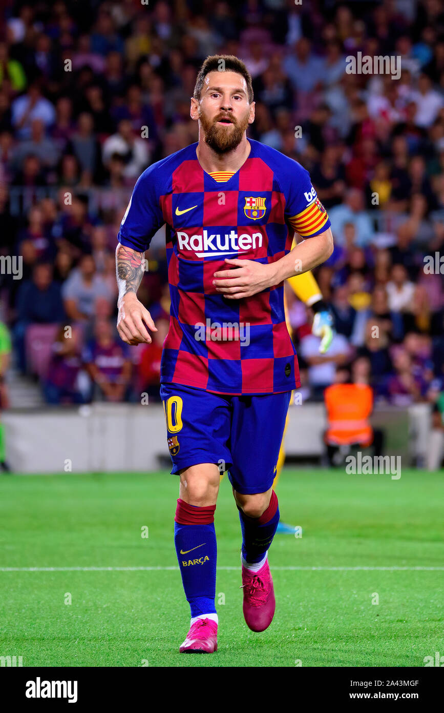 Barcelone - 6 OCT : Lionel Messi joue au match de la Liga entre le FC Barcelone et le FC Séville au Camp Nou le 6 octobre 2019 à Barcelone Banque D'Images