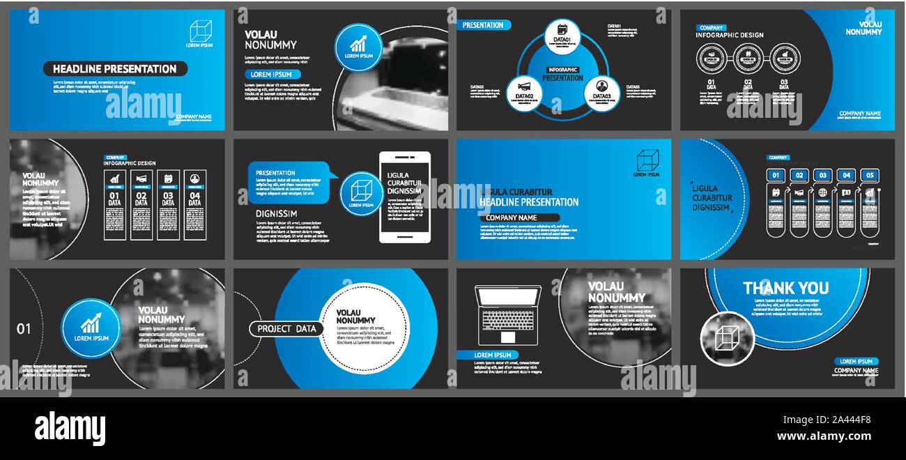 Présentation et mise en page arrière-plan. Cercle bleu et noir Design modèle. Pour l'entreprise Rapport annuel, flyer, marketing, notice, advertisin Illustration de Vecteur