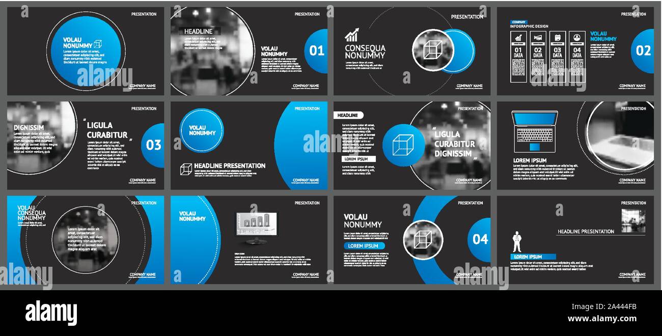 Présentation et mise en page arrière-plan. Cercle bleu et noir Design modèle. Pour l'entreprise Rapport annuel, flyer, marketing, notice, advertisin Illustration de Vecteur