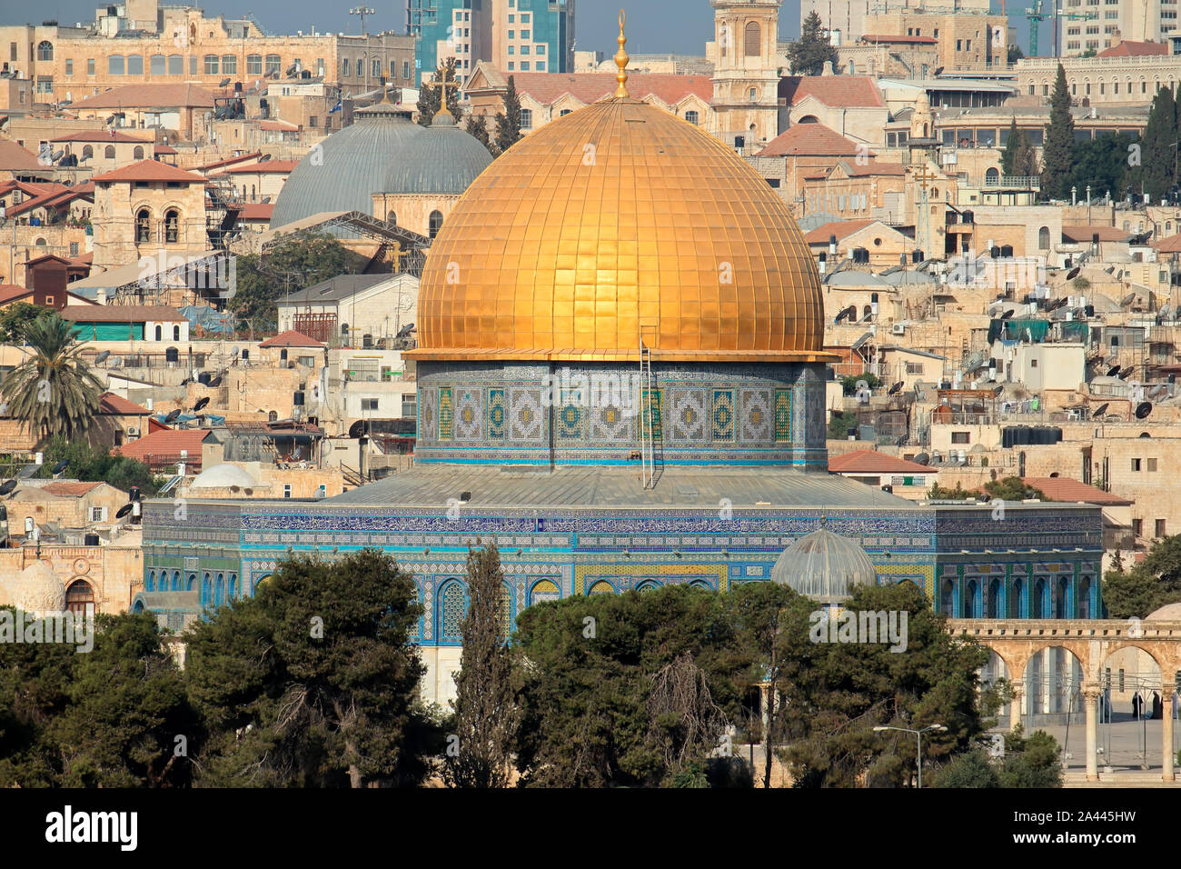 Dôme du Rocher, l'or de l'Islam sont parées de culte à Jérusalem, Israël Banque D'Images