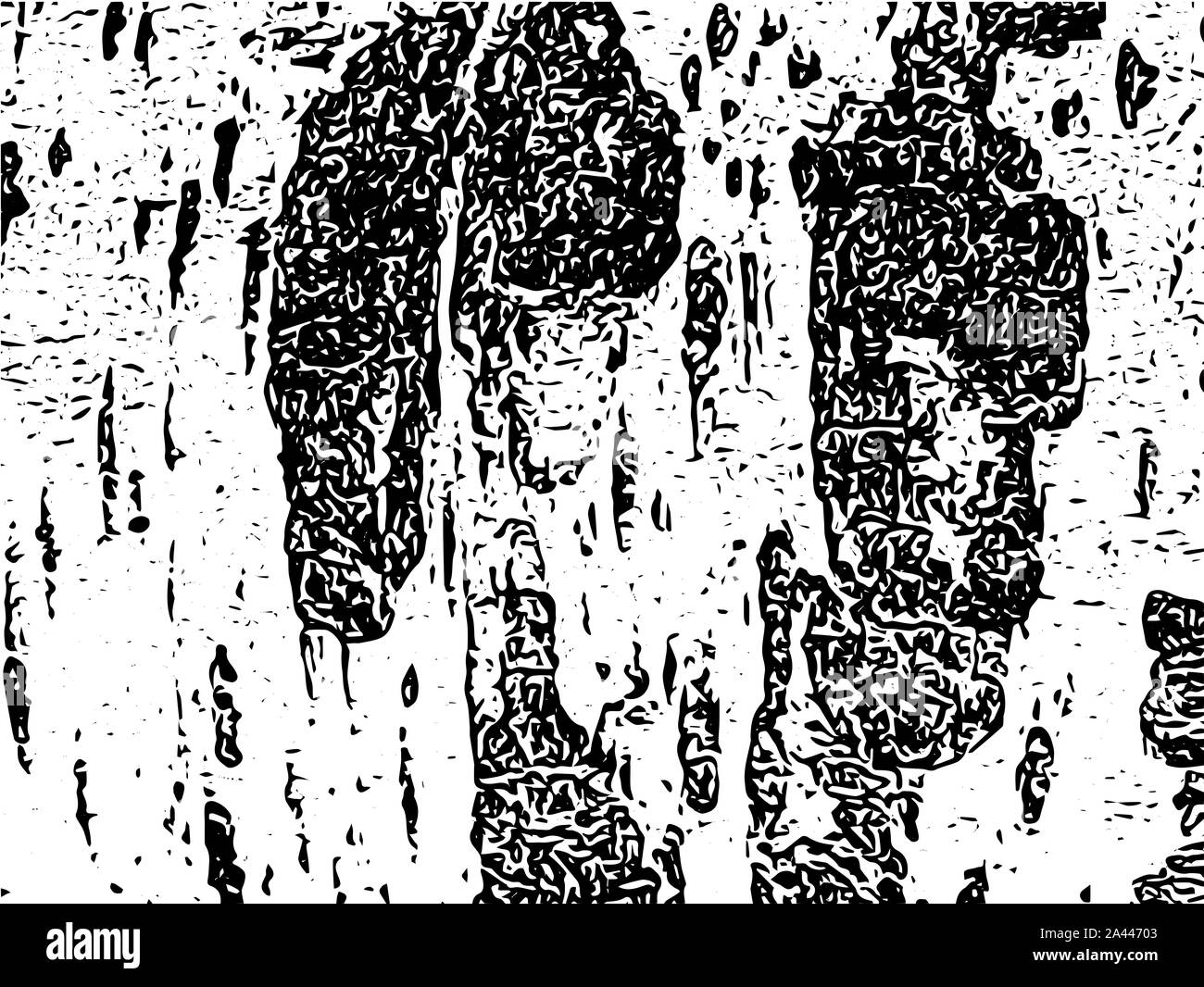 Illustration graphique en noir et blanc. Dessin au crayon d'écorce en arrière-plan gris. Banque D'Images