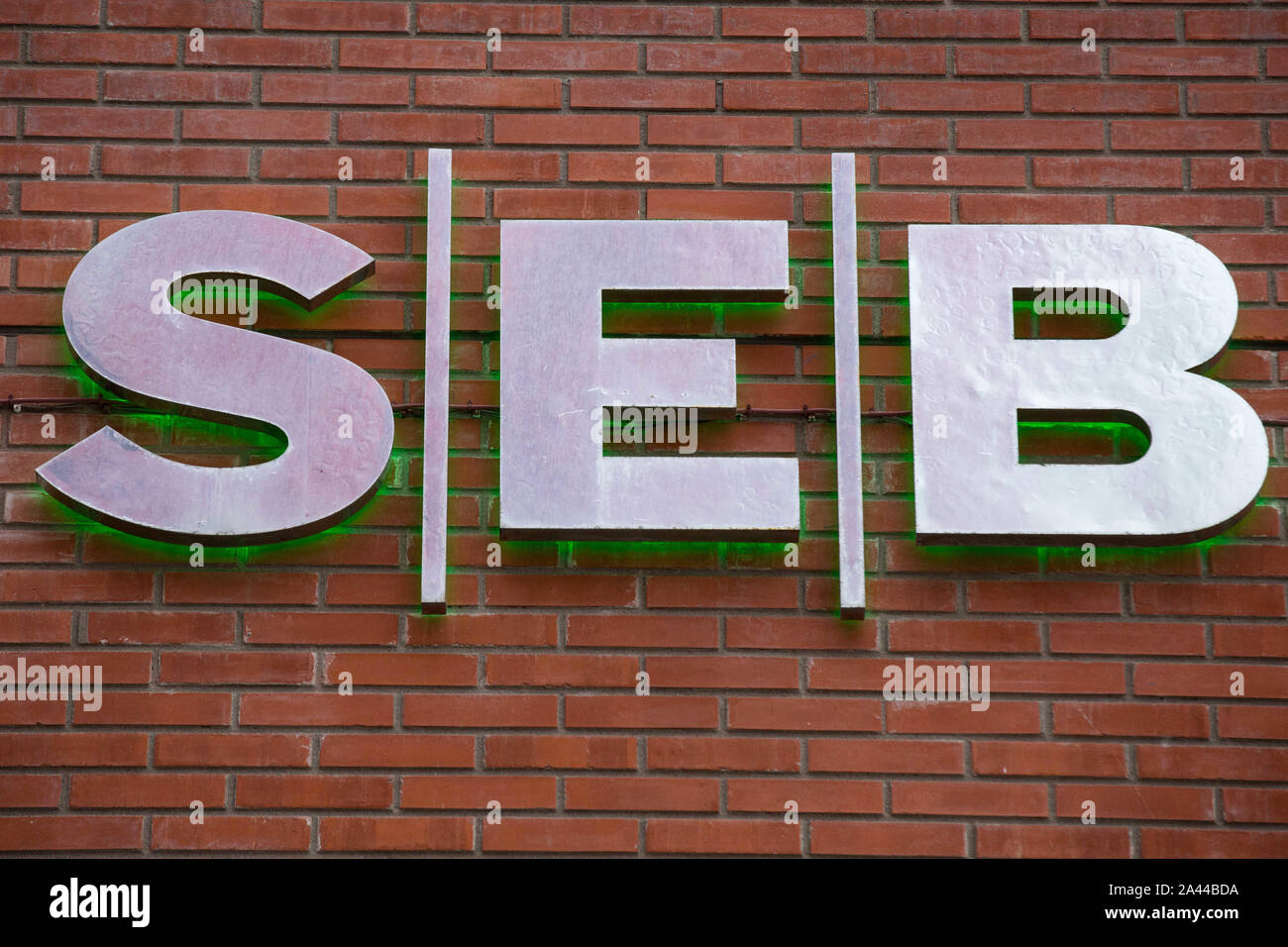 Göteborg, Suède. Oct 7, 2019. Groupe financier suédois pour les sociétés, institutions et personnes privées avec siège à Stockholm, Skandinaviska Enskilda Banken AB (SEB) logo vu de Lindholmen Science Park, Göteborg. Credit : Karol Serewis SOPA/Images/ZUMA/Alamy Fil Live News Banque D'Images