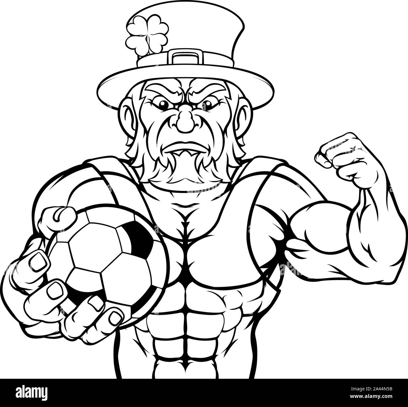 Leprechaun Holding Soccer Ball Sports Mascot Illustration de Vecteur