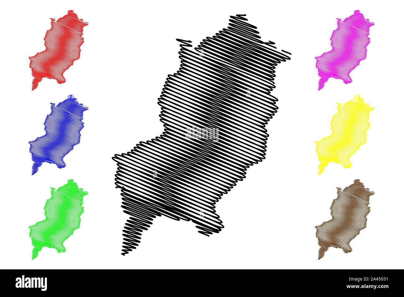 Province de Luang Prabang (Laos, Muang Lao, Provinces du Laos) map vector illustration gribouillage, croquis Louangphabang site Illustration de Vecteur