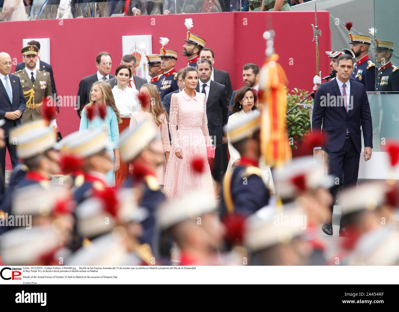 Madrid, Espagne. 12 octobre, 2019. Desfile de las Fuerzas Armadas del 12 de octubre que se celebra en Madrid a propósito del día de la Hispanidad. Felipe VI El Rey y la Reina Letizia presiden el desfile militar en Madrid. Défilé des Forces armées du 12 octobre s'est tenue à Madrid à l'occasion de Hispanic Jour Crédit : CORDON PRESS/Alamy Live News Banque D'Images