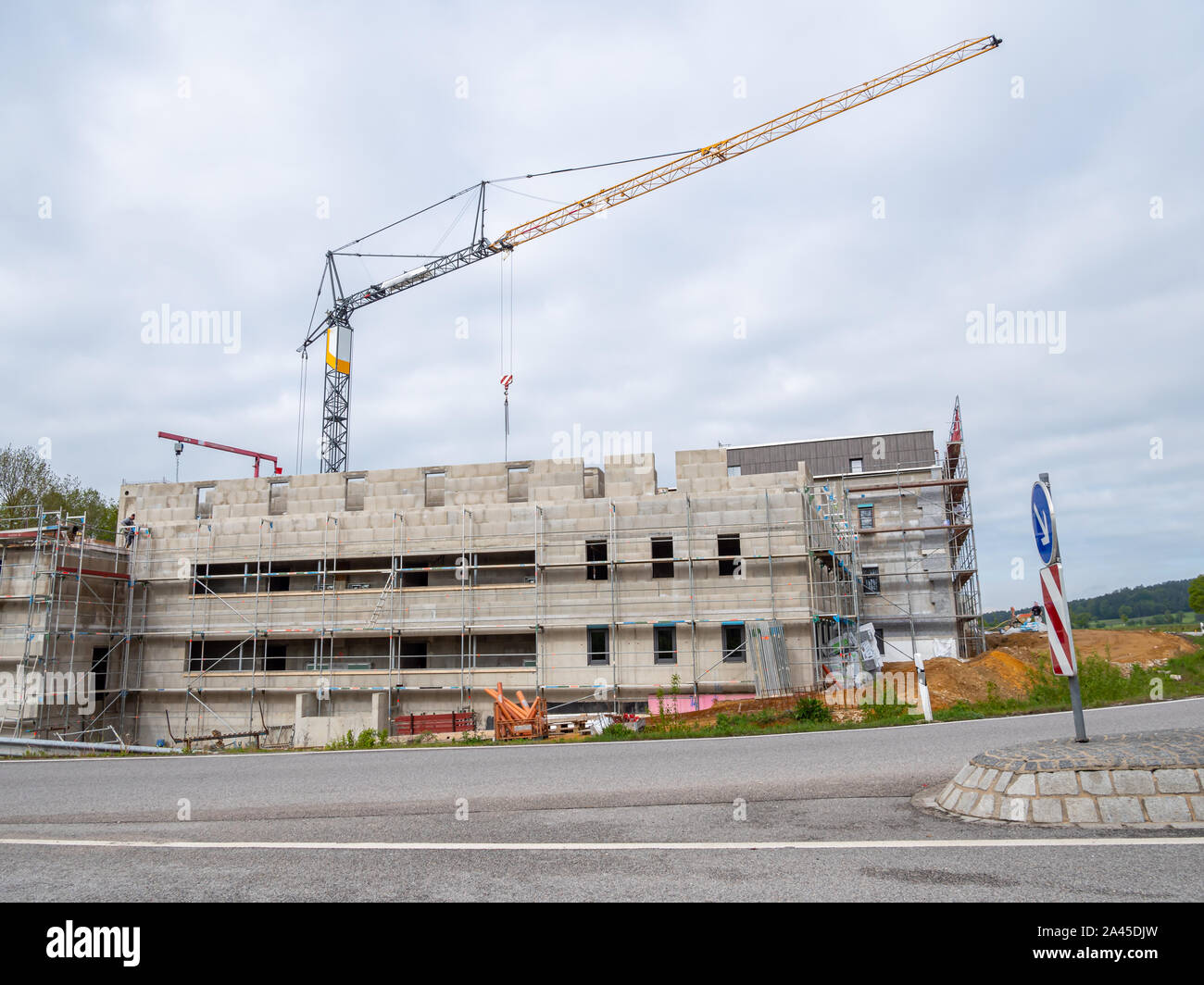 Construction site en construction avec grue Banque D'Images