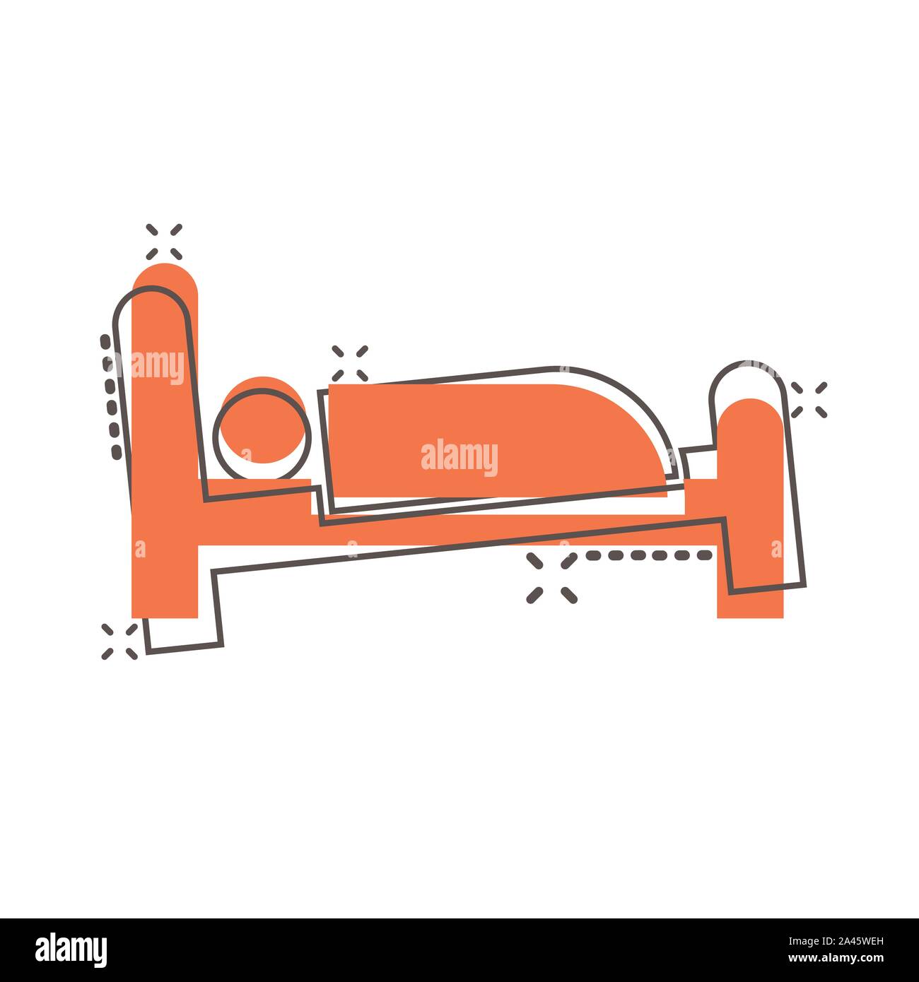 Chambres d'icône dans le style comique. Chambre Sommeil vector cartoon illustration pictogramme. Canapé Relax concept entreprise effet splash. Illustration de Vecteur