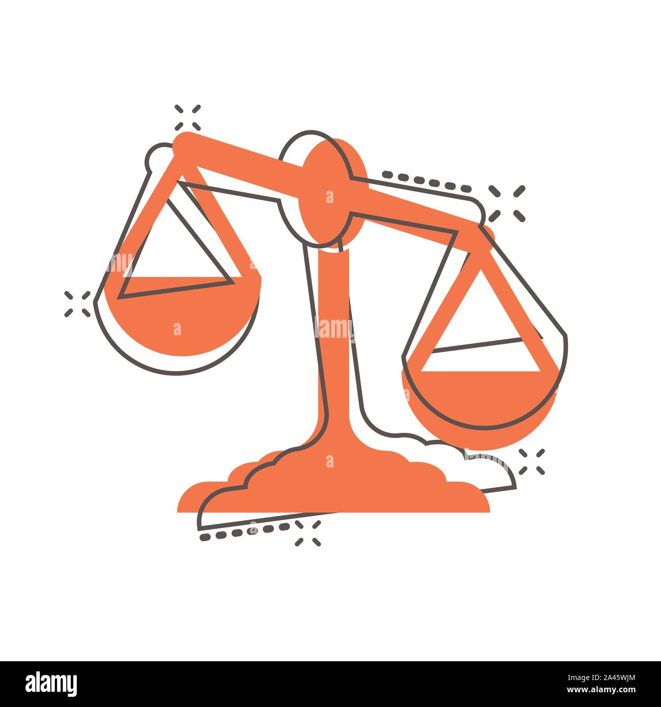 D'icône Comparaison dans le style comique. Vector cartoon illustration poids équilibre pictogramme. Comparer l'échelle d'effet splash. Illustration de Vecteur