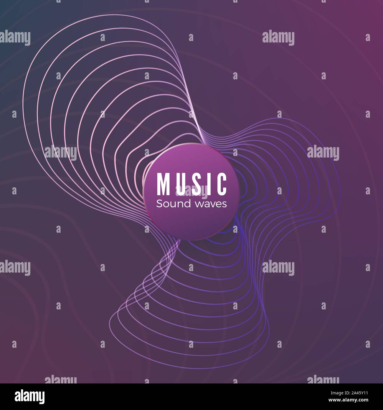 Onde sonore radial courbe. Bleu et Violet Couleur de fond de l'égaliseur. Résumé couverture de couleur pour la musique ancienne et de bannière. Vector illustration Illustration de Vecteur