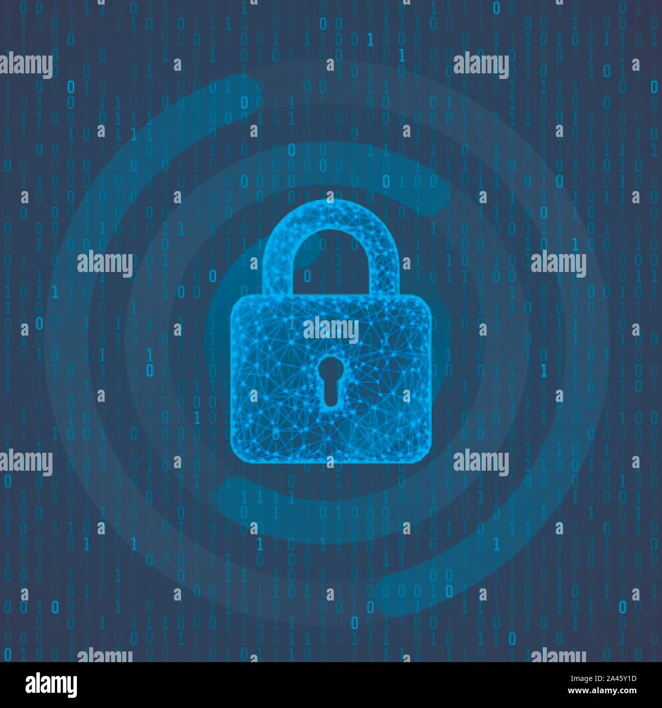 Verrouillage du code binaire polygonales sur arrière-plan. Concept de protection et la technologie numérique. Confidentialité du système. Protection des données à caractère personnel. vector illustration Illustration de Vecteur