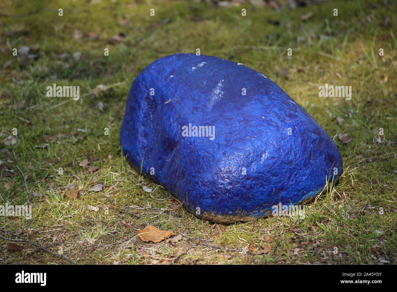 Tiré d'un conceptuel pierre peint en bleu. Banque D'Images