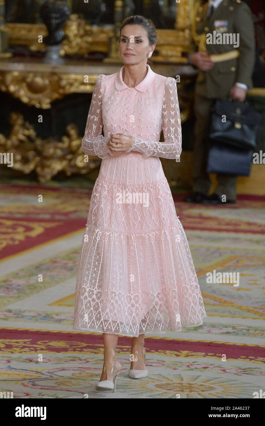 Madrid, Espagne. 12 octobre, 2019. Reine espagnole Letizia assiste à la réception de la fête nationale al le Palais Royal de Madrid, Espagne, 2019 octobre12. Credit : Jimmy Olsen/Media Espagne*** ***aucune perforation/Alamy Live News Crédit : MediaPunch Inc/Alamy Live News Banque D'Images