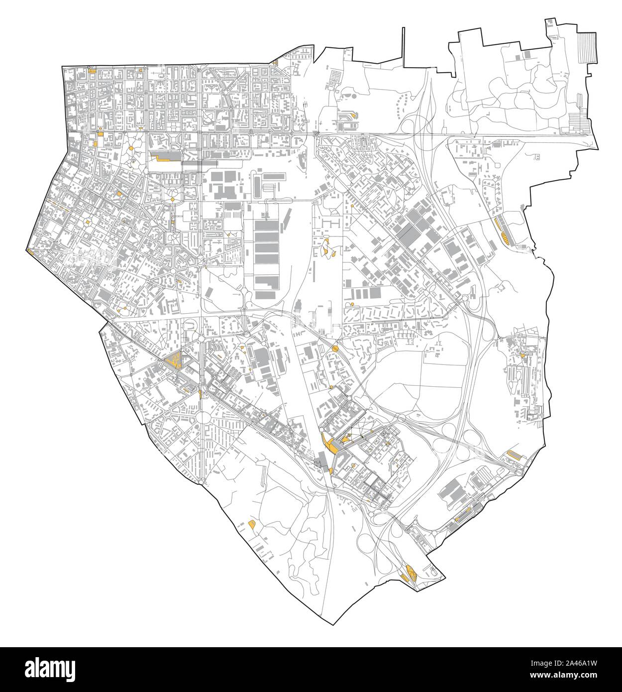 Carte Satellite de Milan, rues et la construction de la zone numéro 4, les municipalités numéro quatre. La Lombardie. Italie Illustration de Vecteur