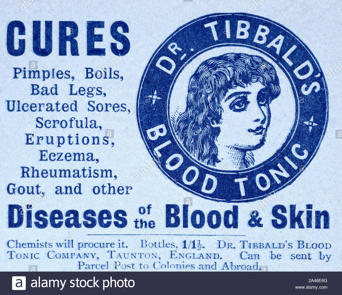 L'époque victorienne, le Dr Tibbald tonique du sang, vintage advertising de 1896 Banque D'Images