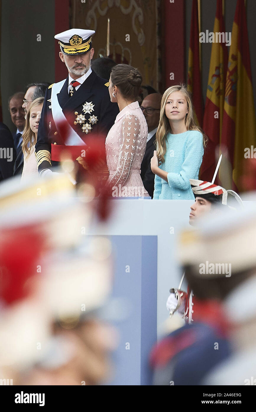Madrid, Madrid, Espagne. 12 octobre, 2019. Princess Sofia assiste à un défilé militaire de la fête nationale le 12 octobre 2019 à Madrid, Espagne Crédit : Jack Abuin/ZUMA/Alamy Fil Live News Banque D'Images