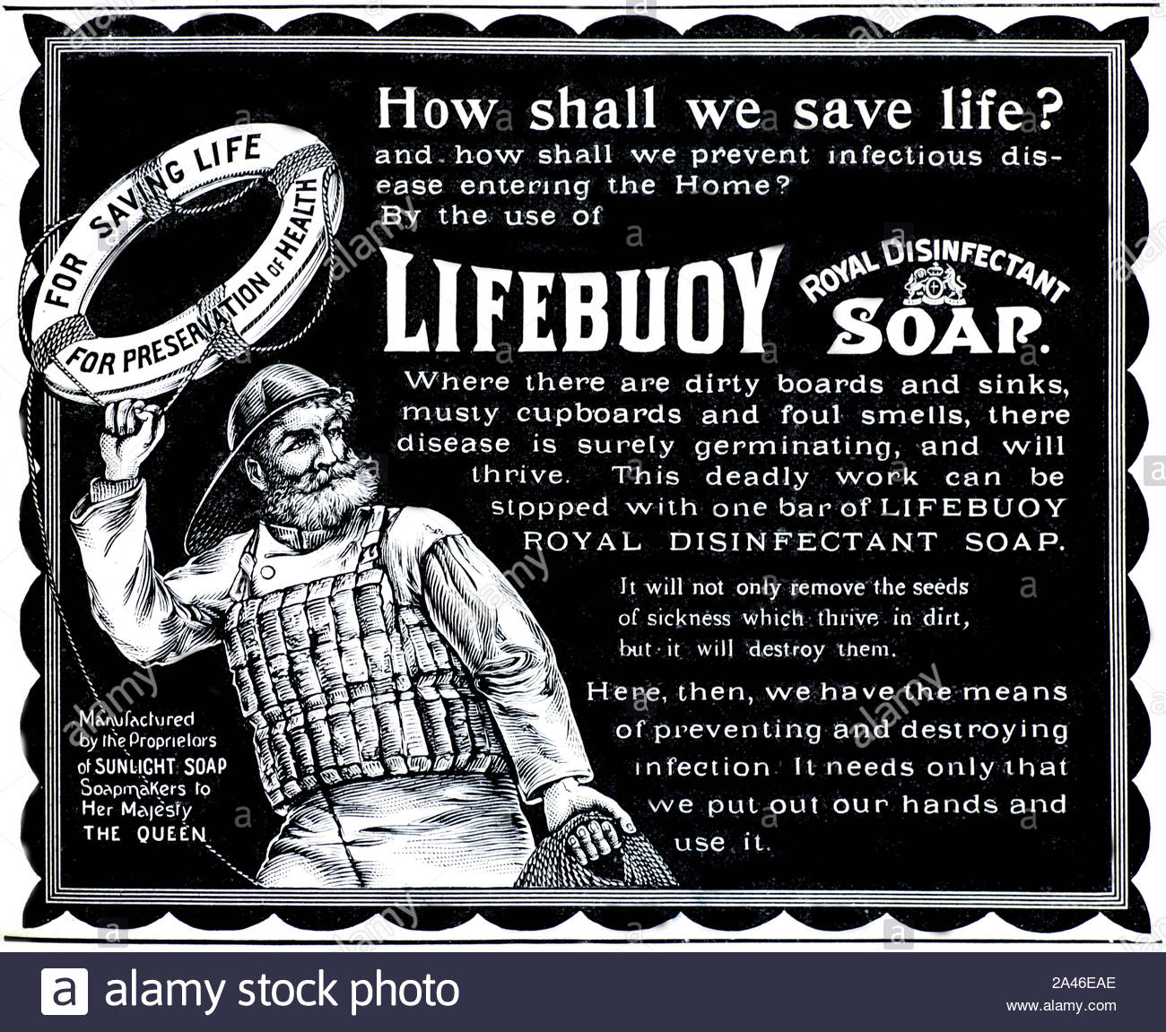 L'ère victorienne, les bouées de savon désinfectant, vintage advertising de 1896 Banque D'Images